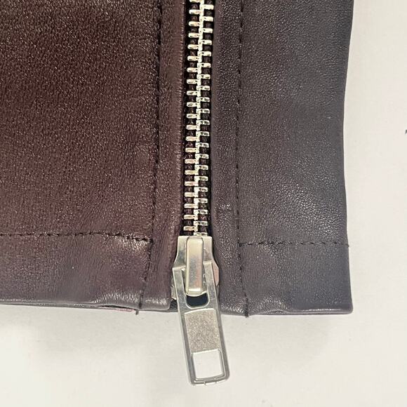 HELMUT LANG Womens Zip Lamb Leather Pants Wine Brown Size 2 (MSRP $1,095) NWT - Picture 8 of 16